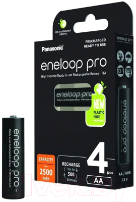 Комплект аккумуляторов Panasonic Eneloop Pro AA 2450mAh / BK-3HCDE/4BE