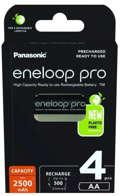 Комплект аккумуляторов Panasonic Eneloop Pro AA 2450mAh / BK-3HCDE/4BE