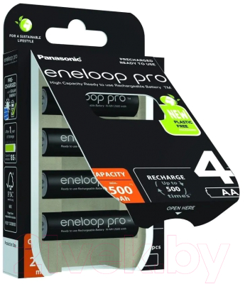 Комплект аккумуляторов Panasonic Eneloop Pro AA 2450mAh / BK-3HCDE/4BE