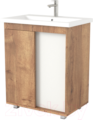 Тумба с умывальником Дабер 013 Cersanit Como 70 / Т13.7C.0.21 (дуб галифакс/белый) - фото