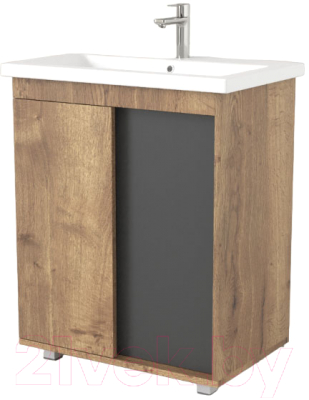 Тумба под умывальник Дабер 013 Cersanit Como 70 / Т13.7C.0.22 (дуб галифакс/серый) - фото
