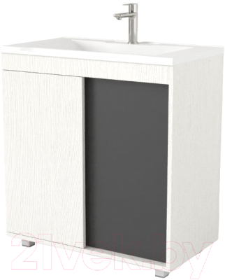 Тумба под умывальник Дабер 013 Andrea Elen 80 / Т13.8А.0.20 (белый древесный/серый) - фото