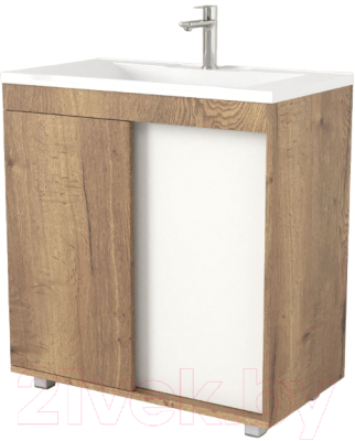 Тумба под умывальник Дабер 013 Andrea Elen 80 / Т13.8А.0.21 (дуб галифакс/белый) - фото
