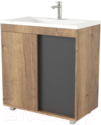 Тумба под умывальник Дабер 013 Andrea Elen 80 / Т13.8А.0.22 (дуб галифакс/серый) - фото