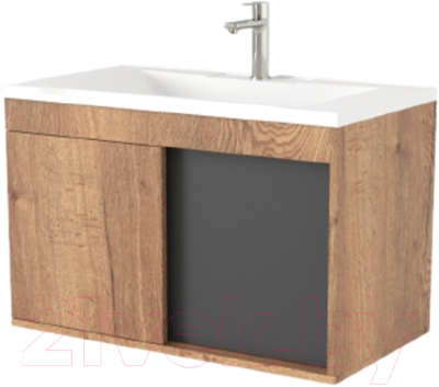 Тумба под умывальник Дабер 014 60 / Т14.6.0.22 (дуб галифакс/серый) - фото