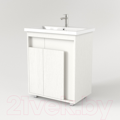 Тумба под умывальник Дабер 015 600 / Т15.6.0.5 (белый древесный)