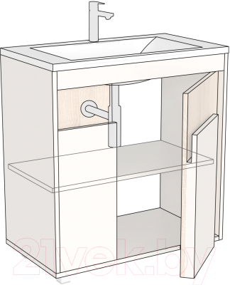 Тумба под умывальник Дабер 015 600 / Т15.6.0.5 (белый древесный)