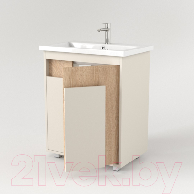 Тумба под умывальник Дабер 015 60 / Т15.6.0.18 (бежевый/дуб бардолино)