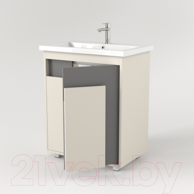 Тумба под умывальник Дабер 015 60 / Т15.6.0.19 (бежевый/серый)
