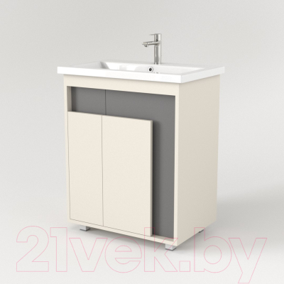 Тумба под умывальник Дабер 015 60 / Т15.6.0.19 (бежевый/серый)