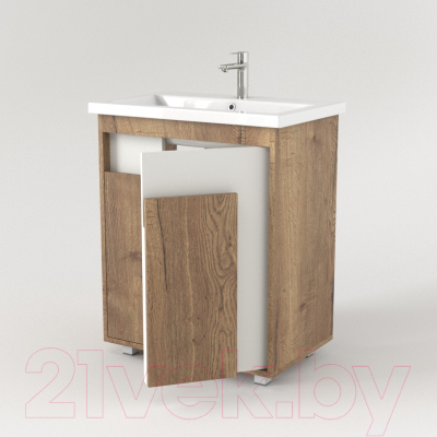 Тумба под умывальник Дабер 015 60 / Т15.6.0.21 (дуб галифакс/белый)