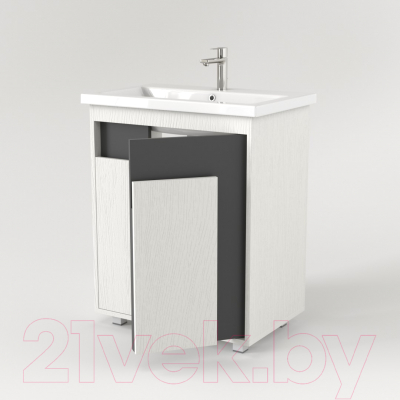 Тумба под умывальник Дабер 015 70 / Т15.7.0.20 (белый древесный/серый)