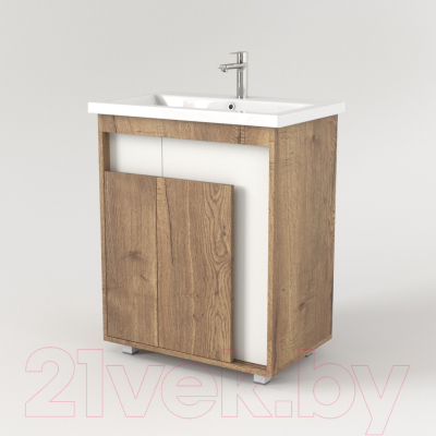 Тумба под умывальник Дабер 015 70 / Т15.7.0.21 (дуб галифакс/белый)