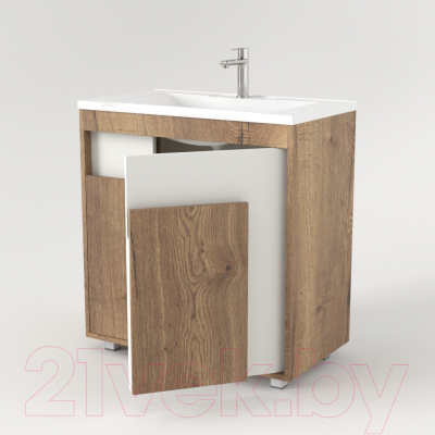 Тумба под умывальник Дабер 015 70 / Т15.7.0.21 (дуб галифакс/белый)