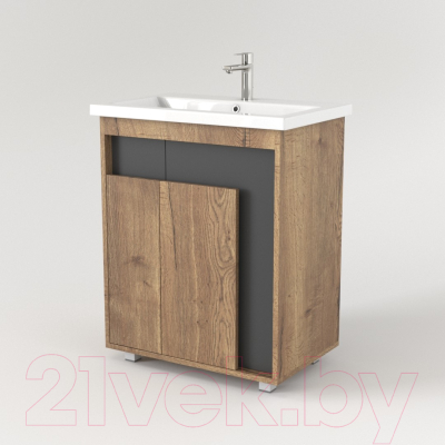 Тумба под умывальник Дабер 015 70 / Т15.7.0.22 (дуб галифакс/серый)