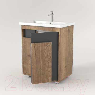 Тумба под умывальник Дабер 015 70 / Т15.7.0.22 (дуб галифакс/серый)