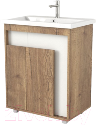 Тумба под умывальник Дабер 015 Тобага/Эридан/Артвин 60 / Т15.6Т.0.21 (дуб галифакс/белый) - фото
