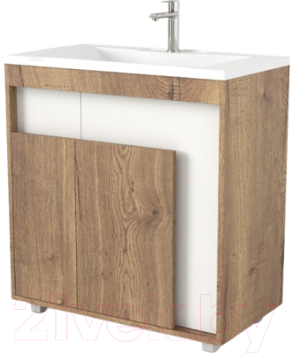 Тумба под умывальник Дабер 015 WeltWasser Deilbach 7517-70 / Т15.7W.0.21 (дуб галифакс/белый) - фото