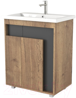 Тумба под умывальник Дабер 015 WeltWasser Deilbach 7517-70 / Т15.7W.0.22 (дуб галифакс/серый) - фото