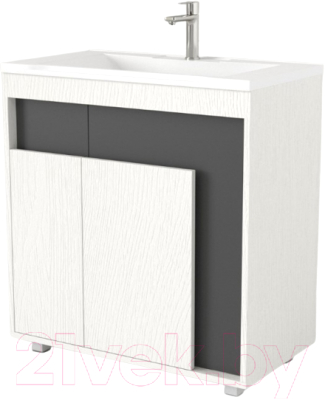 Тумба под умывальник Дабер 015 WeltWasser Deilbach 7517-80 / Т15.8W.0.20 (белый древесный/серый) - фото