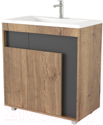 Тумба под умывальник Дабер 015 Andrea Elen 80 / Т15.8A.0.22 (дуб галифакс/серый) - фото
