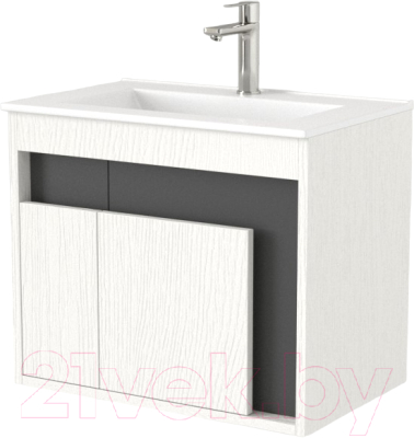 Тумба под умывальник Дабер 016 60 / Т16.6.0.20 (белый древесный/серый) - фото