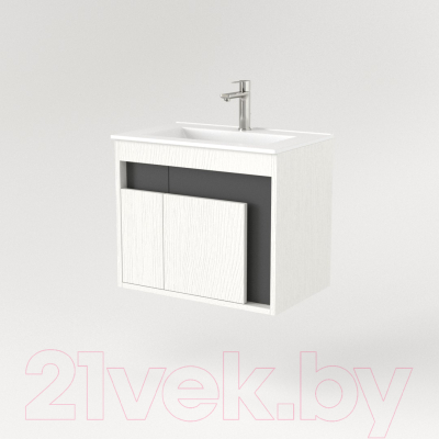 Тумба под умывальник Дабер 016 60 / Т16.6.0.20 (белый древесный/серый)