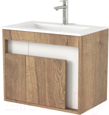 Тумба под умывальник Дабер 016 60 / Т16.6.0.21 (дуб галифакс/белый) - фото