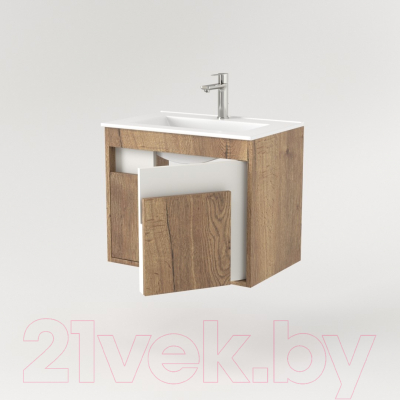 Тумба под умывальник Дабер 016 60 / Т16.6.0.21 (дуб галифакс/белый)