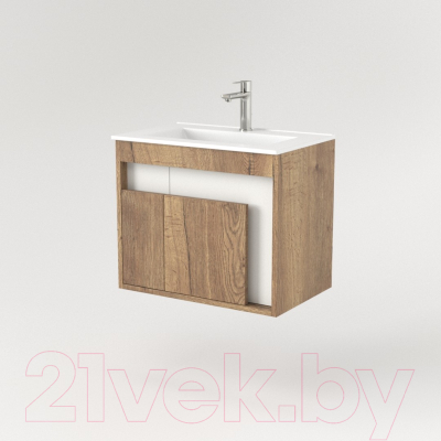 Тумба под умывальник Дабер 016 60 / Т16.6.0.21 (дуб галифакс/белый)