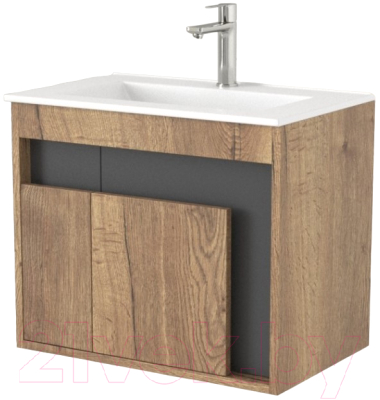 Тумба под умывальник Дабер 016 60 / Т16.6.0.22 (дуб галифакс/серый) - фото