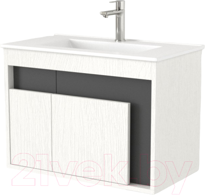 Тумба под умывальник Дабер 016 70 / Т16.7.0.20 (белый древесный/серый) - фото