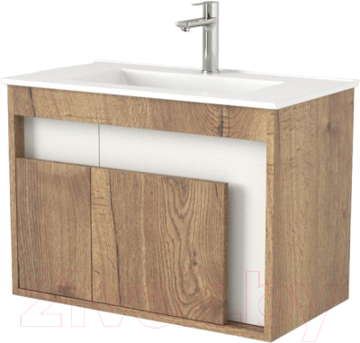 Тумба под умывальник Дабер 016 70 / Т16.7.0.21 (дуб галифакс/белый) - фото