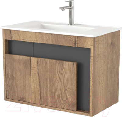 Тумба под умывальник Дабер 016 70 / Т16.7.0.22 (дуб галифакс/серый) - фото