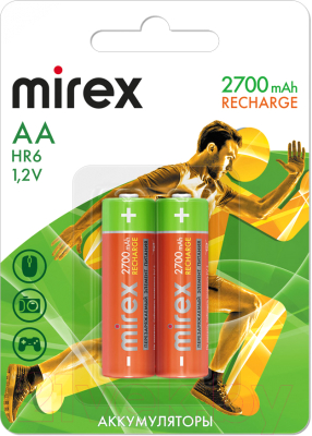 Комплект аккумуляторов Mirex HR6 2700mAh / HR6-27-E2 - фото