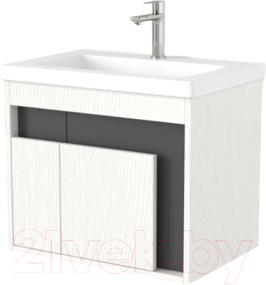 Тумба под умывальник Дабер 016 Тобага/Эридан/Артвин 60 / Т16.6Т.0.20 (белый древесный/серый) - фото