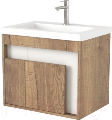 Тумба под умывальник Дабер 016 Тобага/Эридан/Артвин 60 / Т16.6Т.0.21 (дуб галифакс/белый) - фото