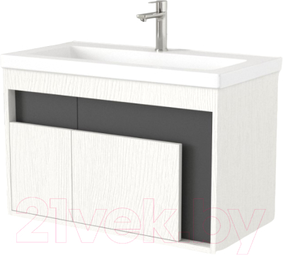 Тумба под умывальник Дабер 016 Тобага/Эридан 80 / Т16.8Т.0.20 (белый древесный/серый) - фото