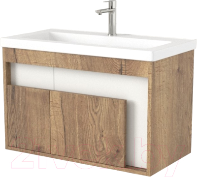 Тумба под умывальник Дабер 016 Тобага/Эридан 80 / Т16.8Т.0.21 (дуб галифакс/белый) - фото