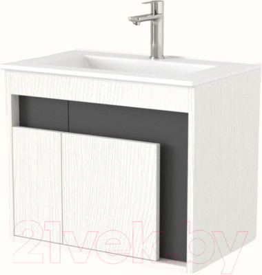 Тумба под умывальник Дабер 016 WeltWasser Deilbach 7517-60 / Т16.6W.0.20 (белый древесный/серый) - фото