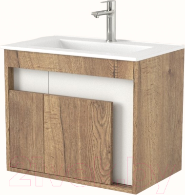 Тумба под умывальник Дабер 016 WeltWasser Deilbach 7517-60 / Т16.6W.0.21 (дуб галифакс/белый) - фото