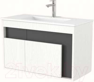 Тумба под умывальник Дабер 016 WeltWasser Deilbach 7517-80 / Т16.8W.0.20 (белый древесный/серый) - фото