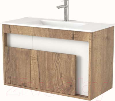 Тумба под умывальник Дабер 016 WeltWasser Deilbach 7517-80 / Т16.8W.0.21 (дуб галифакс/белый) - фото