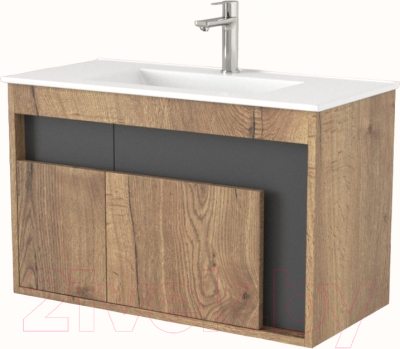 Тумба под умывальник Дабер 016 WeltWasser Deilbach 7517-80 / Т16.8W.0.22 (дуб галифакс/серый) - фото
