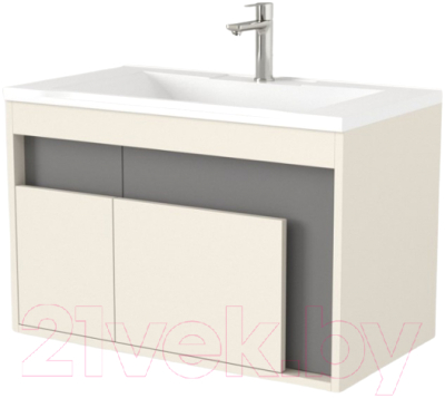 Тумба под умывальник Дабер 016 Andrea Elen 80 / Т16.8А.0.19 (бежевый/серый) - фото