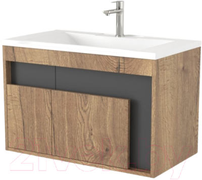 Тумба под умывальник Дабер 016 Andrea Elen 80 / Т16.8А.0.22 (дуб галифакс/серый) - фото