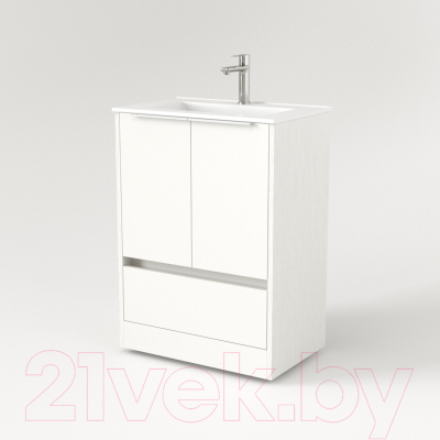 Тумба под умывальник Дабер 017 60 / Т17.6.0.5Б (белый древесный/ручка белая)