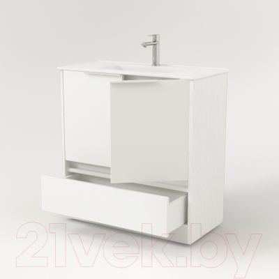 Тумба под умывальник Дабер 017 70 / Т17.7.0.5Б (белый древесный/ручка белая)