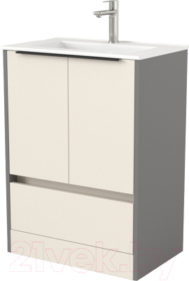 Тумба под умывальник Дабер 017 70 / Т17.7.0.19Ч (бежевый/серый/ручка черная) - фото