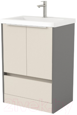 Тумба под умывальник Дабер 017 Тобага/Эридан/Артвин 60 / Т17.6Т.0.19Б (бежевый/серый/ручка белая) - фото